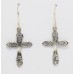 Cross Jesus Earrings 925 Sterling Silver Handmade Women Men Hand Engraved Gift Religious E569 